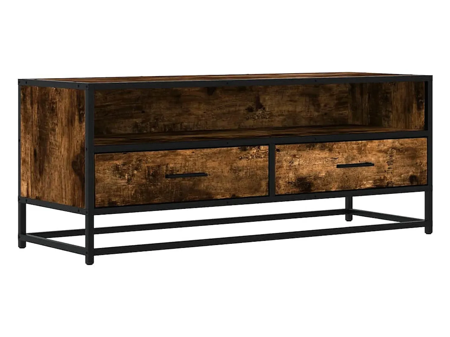 Sale vidaxl Móvel p/ TV 100x34,5x40 cm deriv. madeira/metal carvalho fumado Castanho