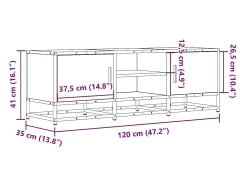 vidaxl Móvel p/ TV 120x35x41 cm deriv. madeira/metal carvalho sonoma^ Móvel De Tv