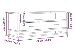 Best vidaxl Móvel p/ TV 100x34,5x40 cm deriv. madeira/metal carvalho sonoma Castanho