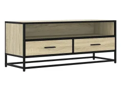 Best vidaxl Móvel p/ TV 100x34,5x40 cm deriv. madeira/metal carvalho sonoma Castanho