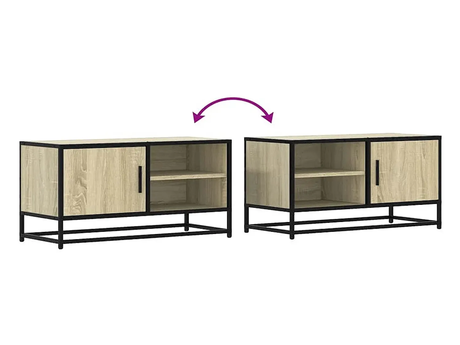 Móvel De Tv|vidaxl Móvel p/ TV 80x34,5x40 cm deriv. madeira/metal carvalho sonoma Castanho