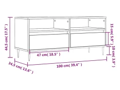 Móvel De Tv|vidaxl Móvel p/ TV 100x34,5x44,5 cm derivados madeira carvalho fumado Castanho