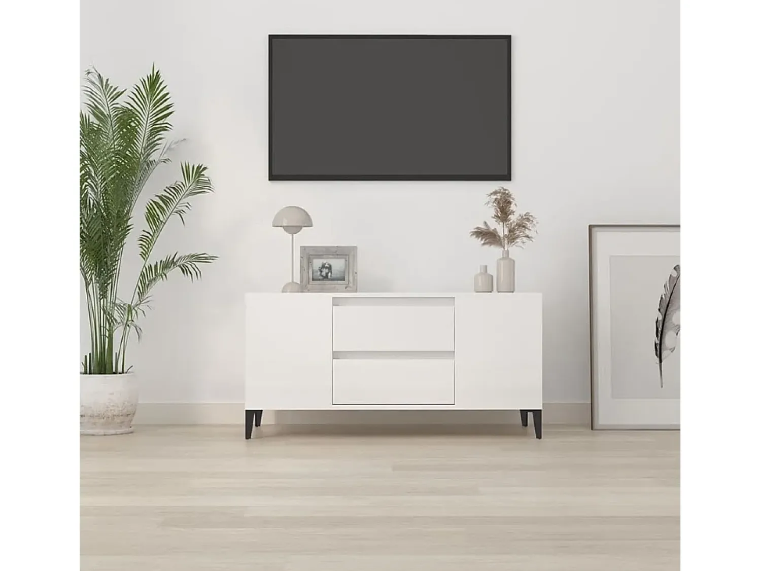 Móvel De Tv| Móvel p/ TV 102x44,5x50 cm derivados madeira brilhante PT734831 Branco