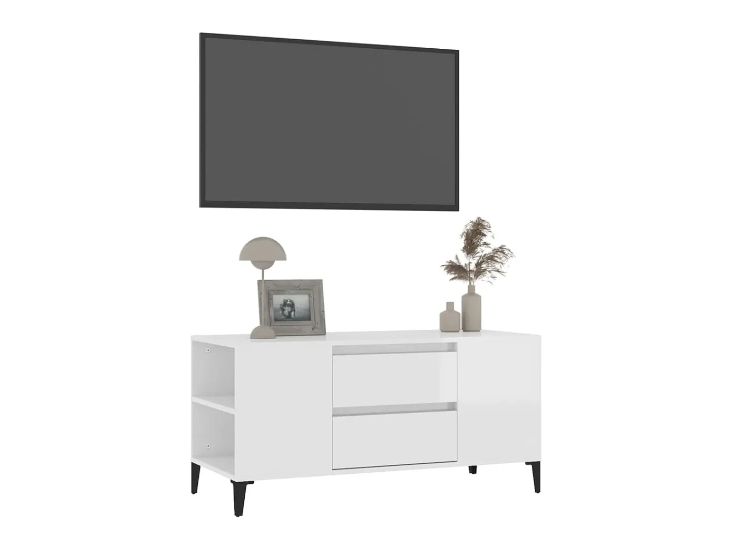 Móvel De Tv| Móvel p/ TV 102x44,5x50 cm derivados madeira brilhante PT734831 Branco
