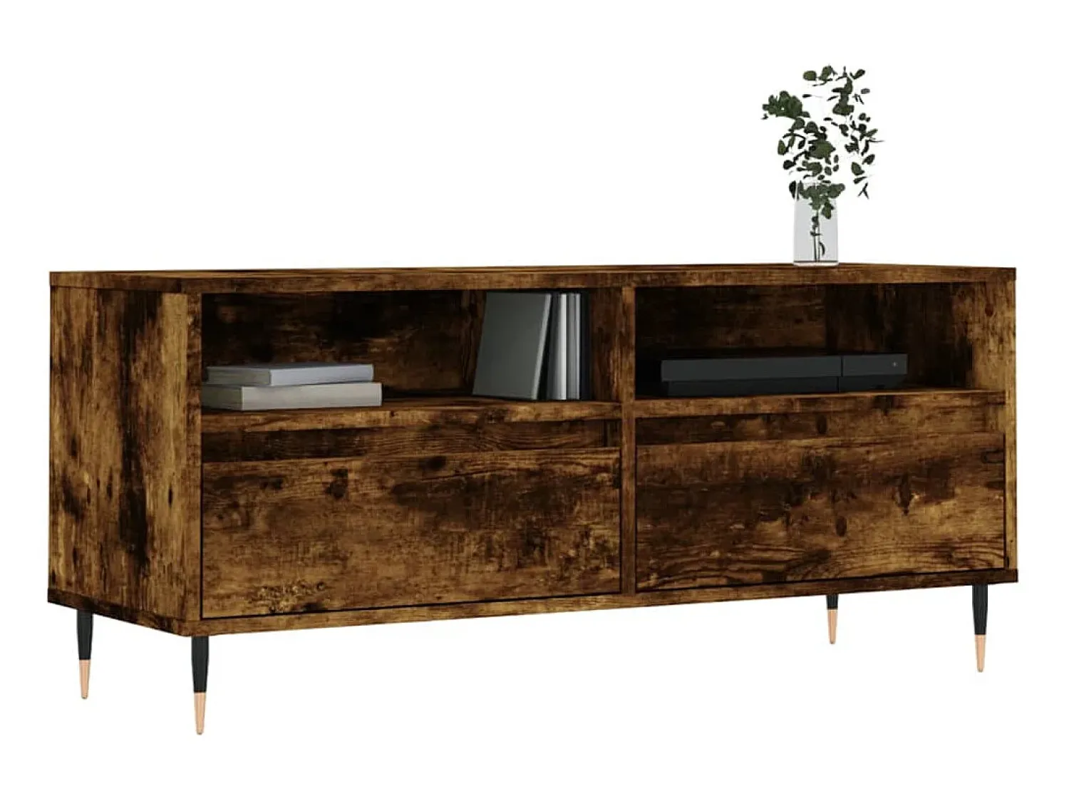 Móvel De Tv| Móvel p/ TV 100x34,5x44,5 cm derivados madeira carvalho fumado PT145714 Castanho