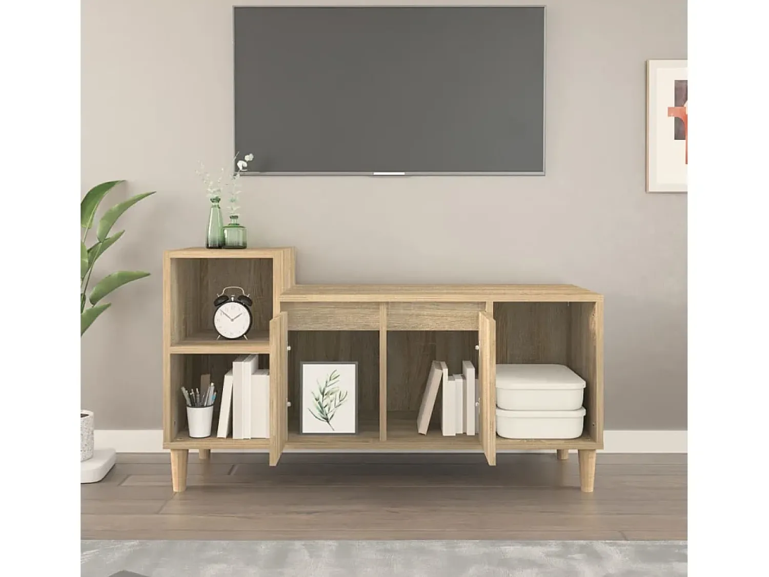 Móvel De Tv* Móvel p/ TV 100x35x55 cm derivados de madeira carvalho sonoma PT629379 Castanho