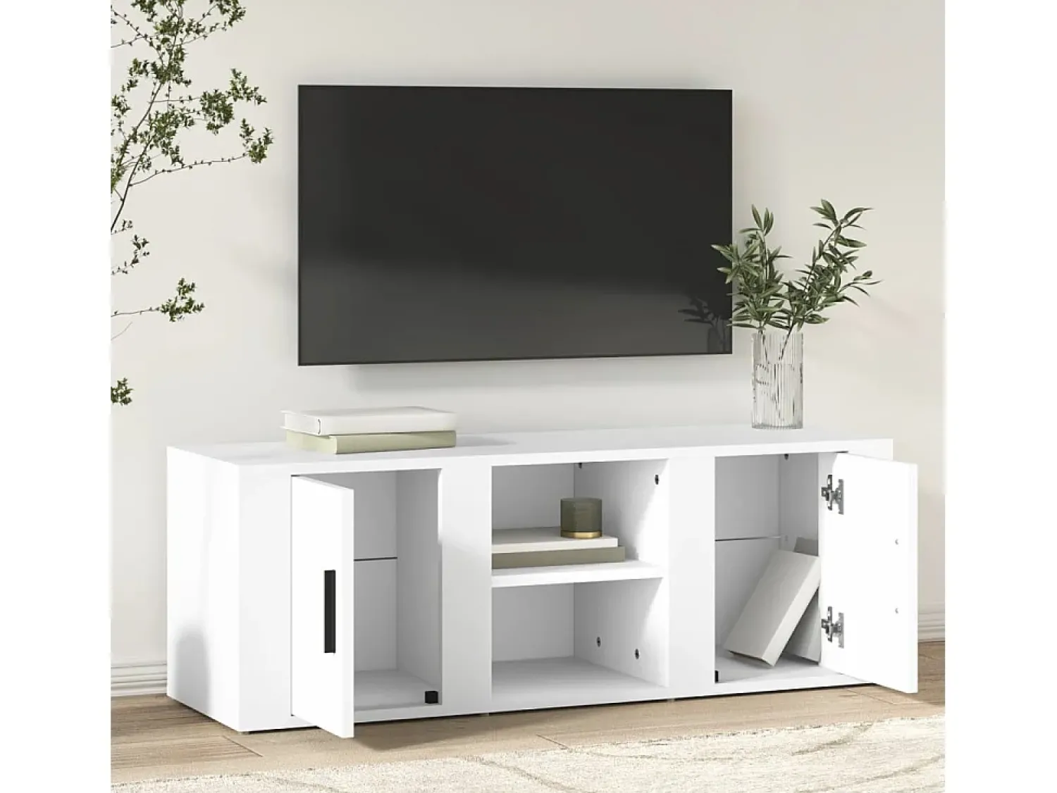 Móvel De Tv* Móvel p/ TV 100x31,5x35 cm derivados de madeira PT843886 Branco