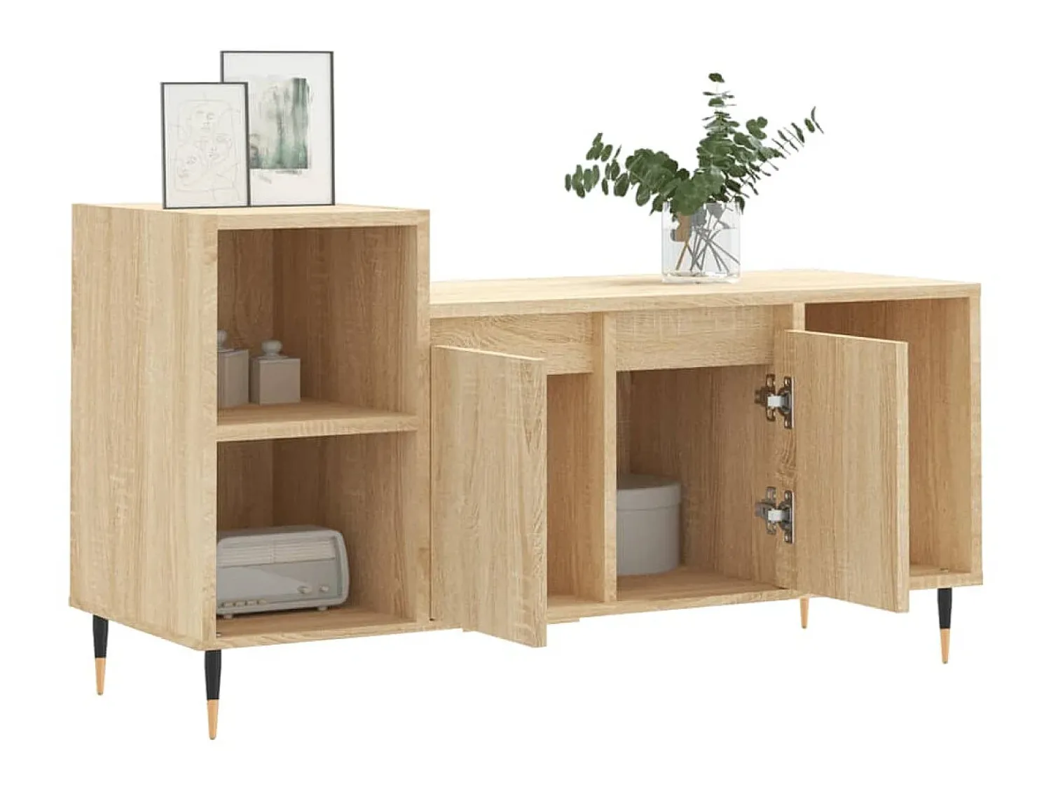 Móvel p/ TV 100x35x55 cm derivados de madeira carvalho sonoma PT380211 Castanho