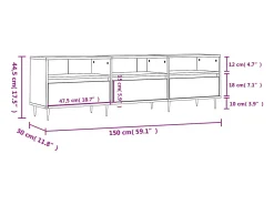 Móvel De Tv*vidaxl Móvel p/ TV 150x30x44,5 cm derivados madeira branco brilhante Marfim