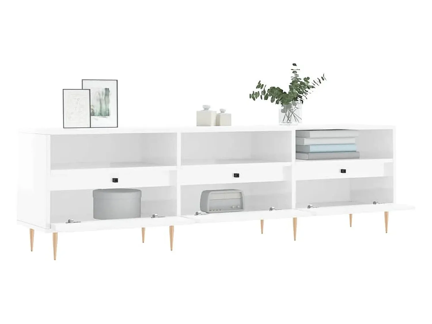 Móvel De Tv*vidaxl Móvel p/ TV 150x30x44,5 cm derivados madeira branco brilhante Marfim