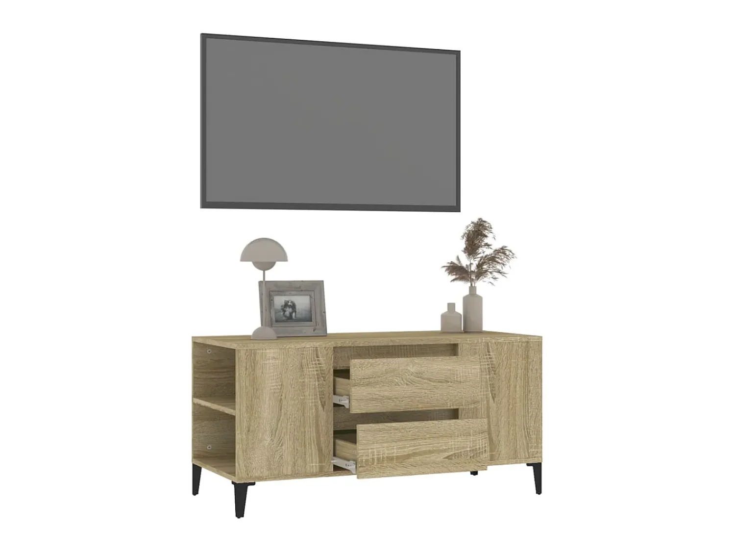 Móvel p/ TV 102x44,5x50 cm derivados de madeira carvalho sonoma PT251921^ Móvel De Tv