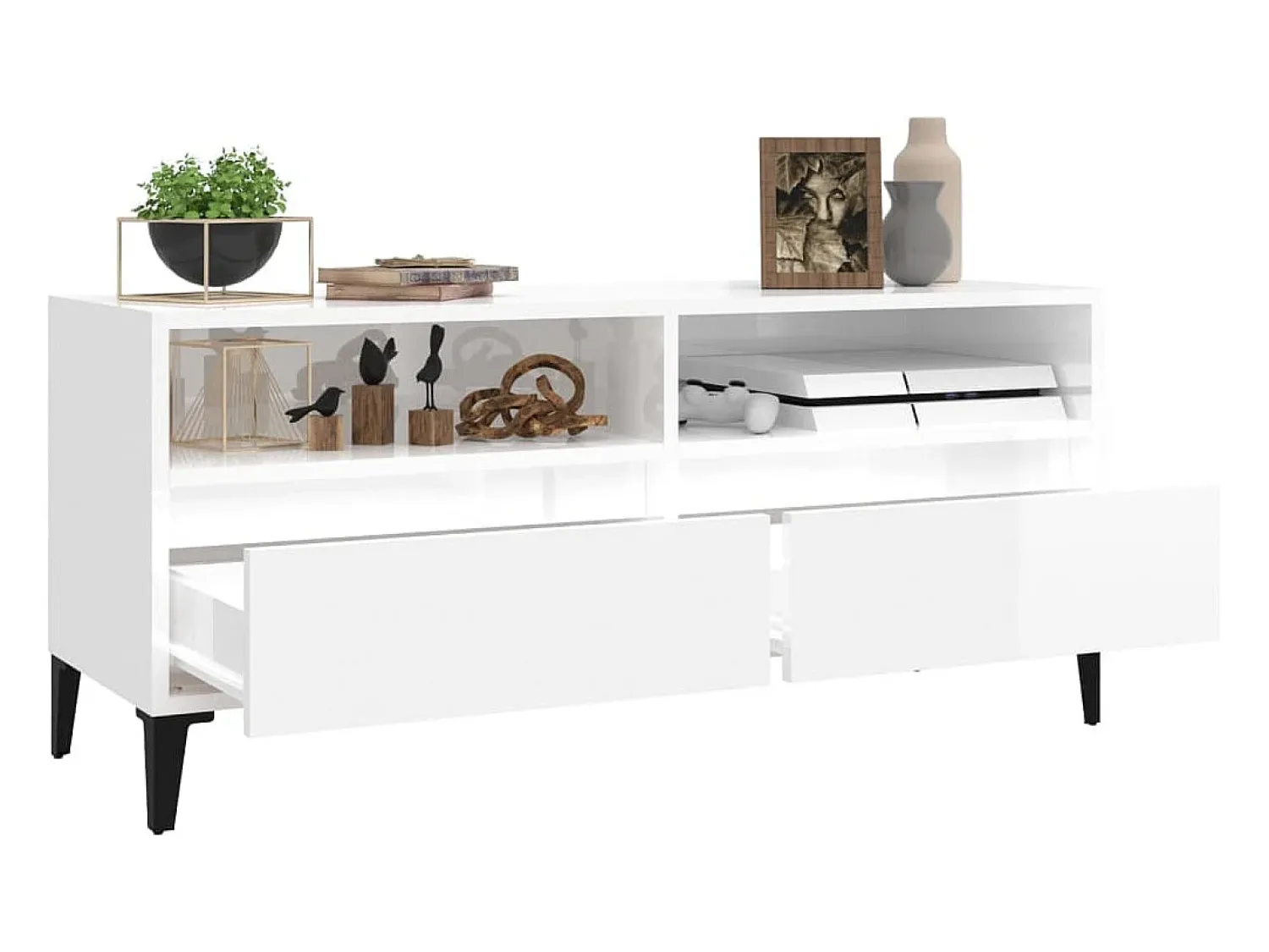 Móvel De Tv* Móvel p/ TV 100x34,5x44,5 cm derivados madeira brilhante PT363381 Branco