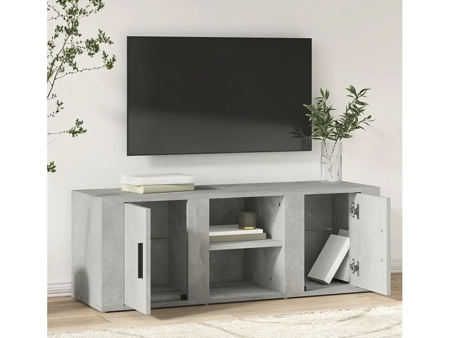 Móvel De Tv| Móvel p/ TV 100x31,5x35 cm derivados madeira cimento PT632857 Cinzento