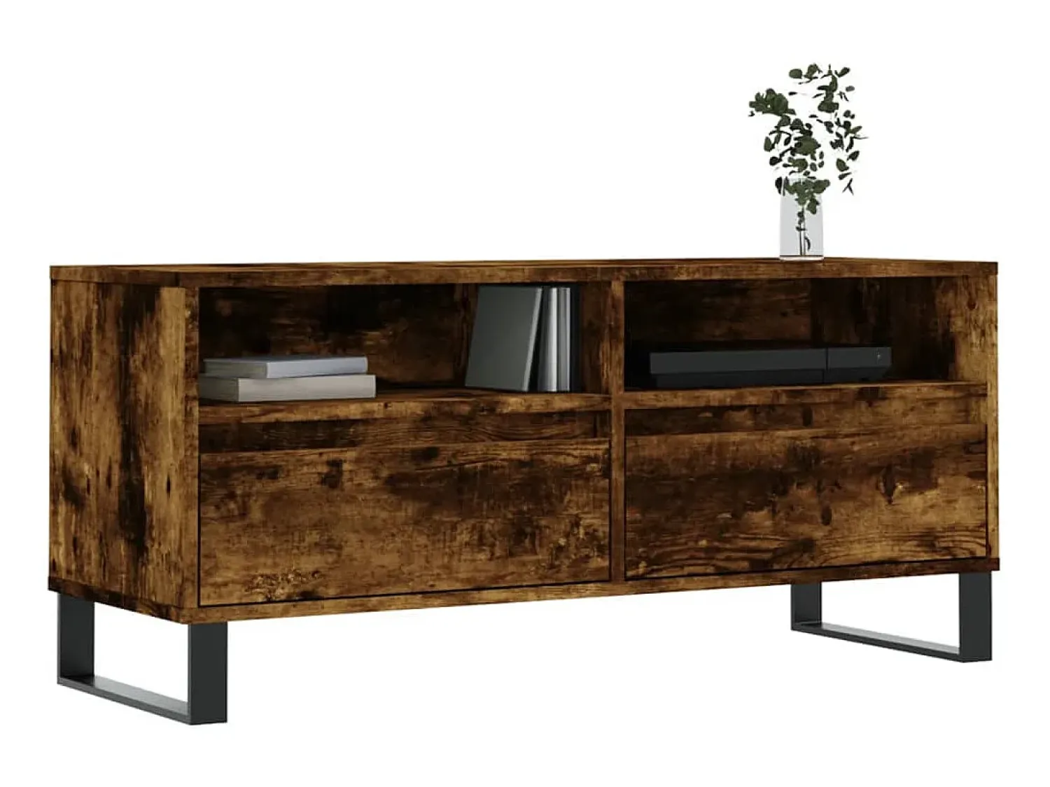 Móvel De Tv| Móvel p/ TV 100x34,5x44,5 cm derivados madeira carvalho fumado PT204871 Castanho