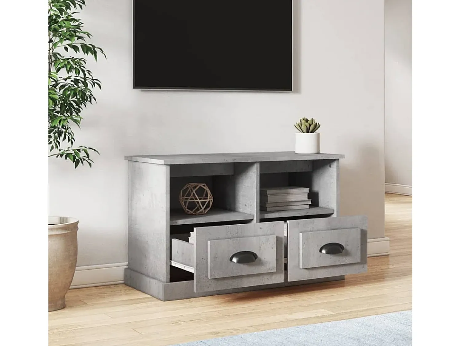 Móvel p/ TV 80x35x50 cm derivados de madeira cimento PT288298 Cinzento