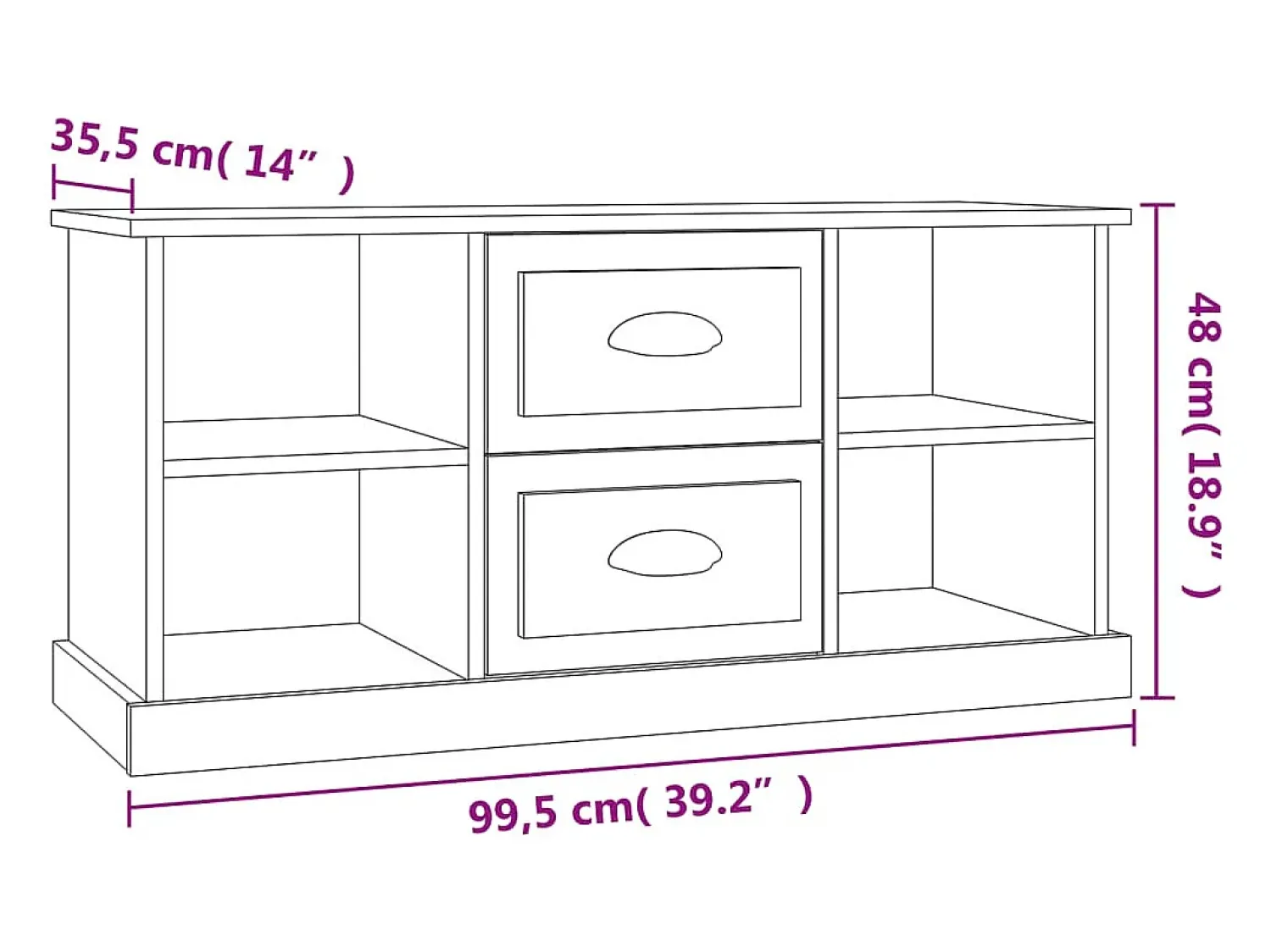 Móvel De Tv*vidaxl Móvel p/ TV 99,5x35,5x48 cm derivados madeira carvalho sonoma Castanho