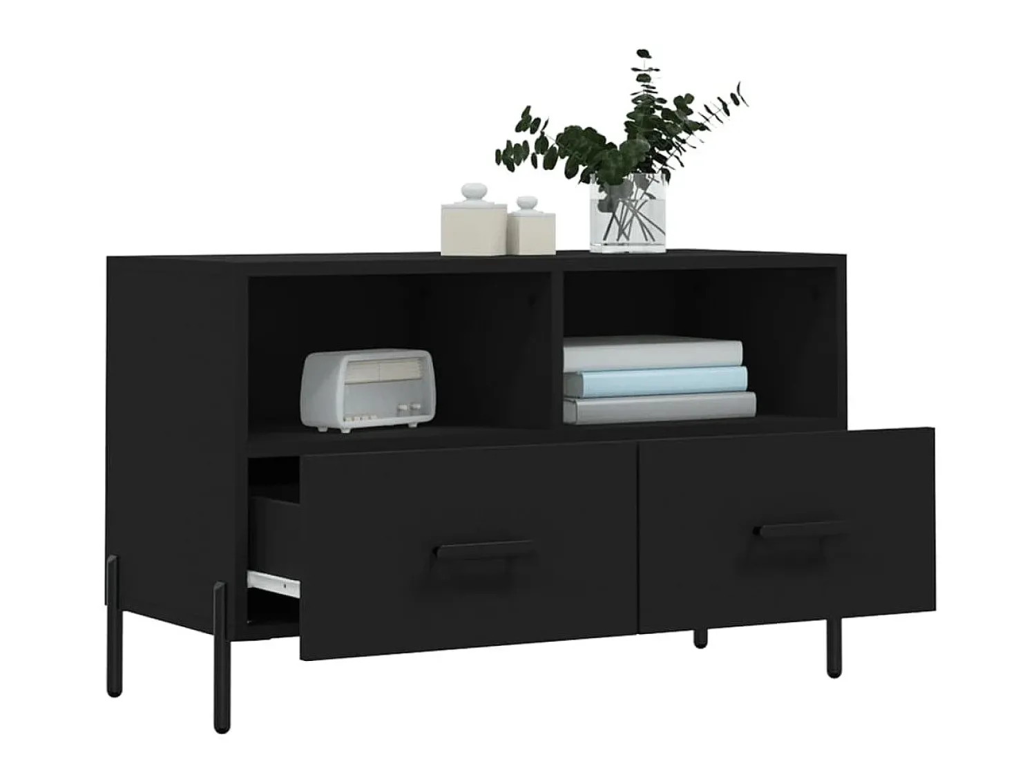 Móvel De Tv| Móvel p/ TV 80x36x50 cm derivados de madeira PT969272 Preto