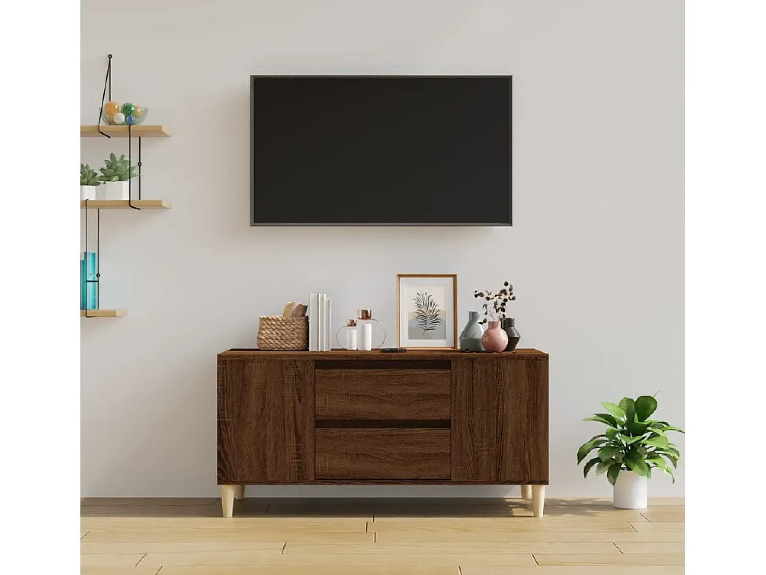 Móvel p/ TV 102x44,5x50 cm derivados madeira carvalho PT275698^ Móvel De Tv