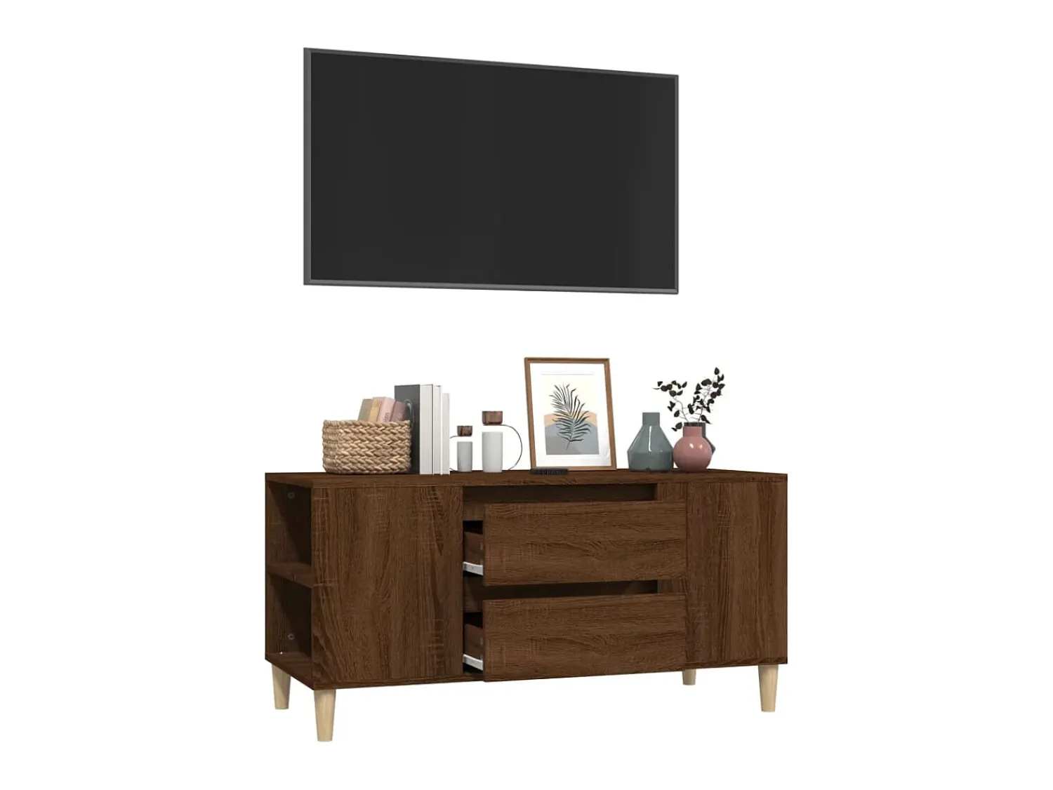 Móvel p/ TV 102x44,5x50 cm derivados madeira carvalho PT275698^ Móvel De Tv
