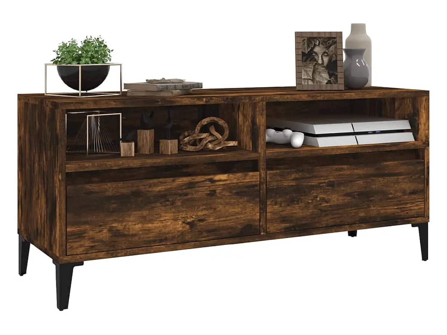 Móvel De Tv* Móvel p/ TV 100x34,5x44,5 cm derivados madeira carvalho fumado PT761221 Castanho