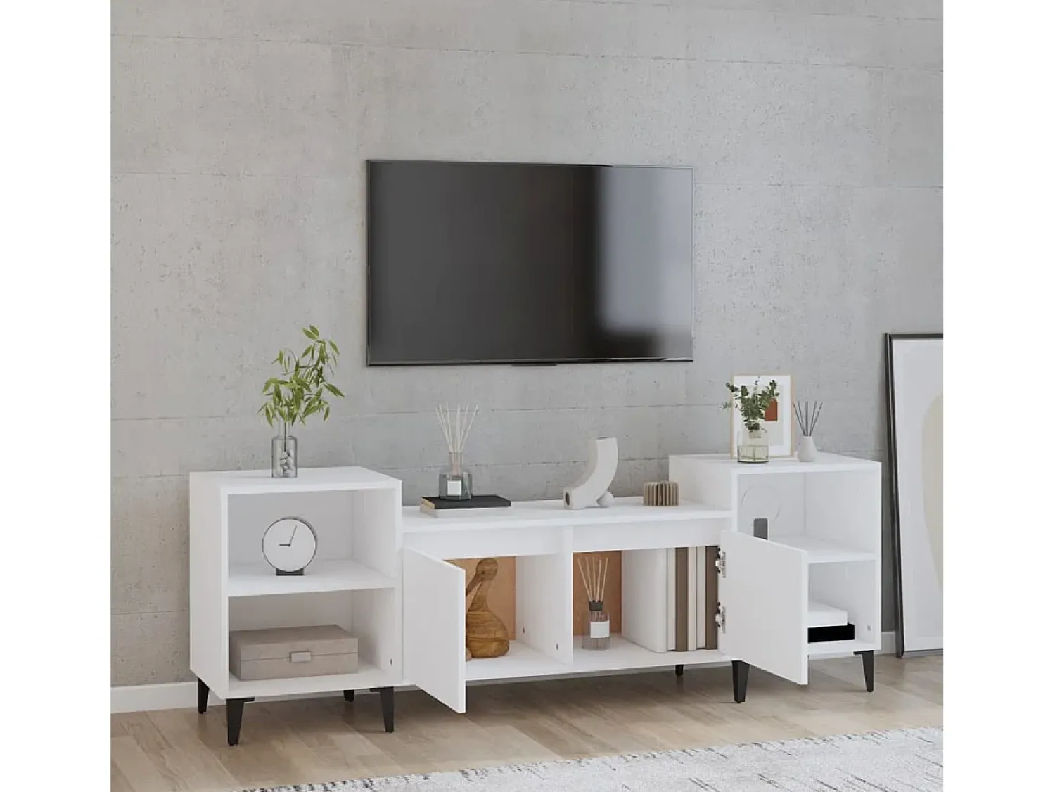 Hot Móvel p/ TV 160x35x55 cm derivados de madeira PT849486 Branco