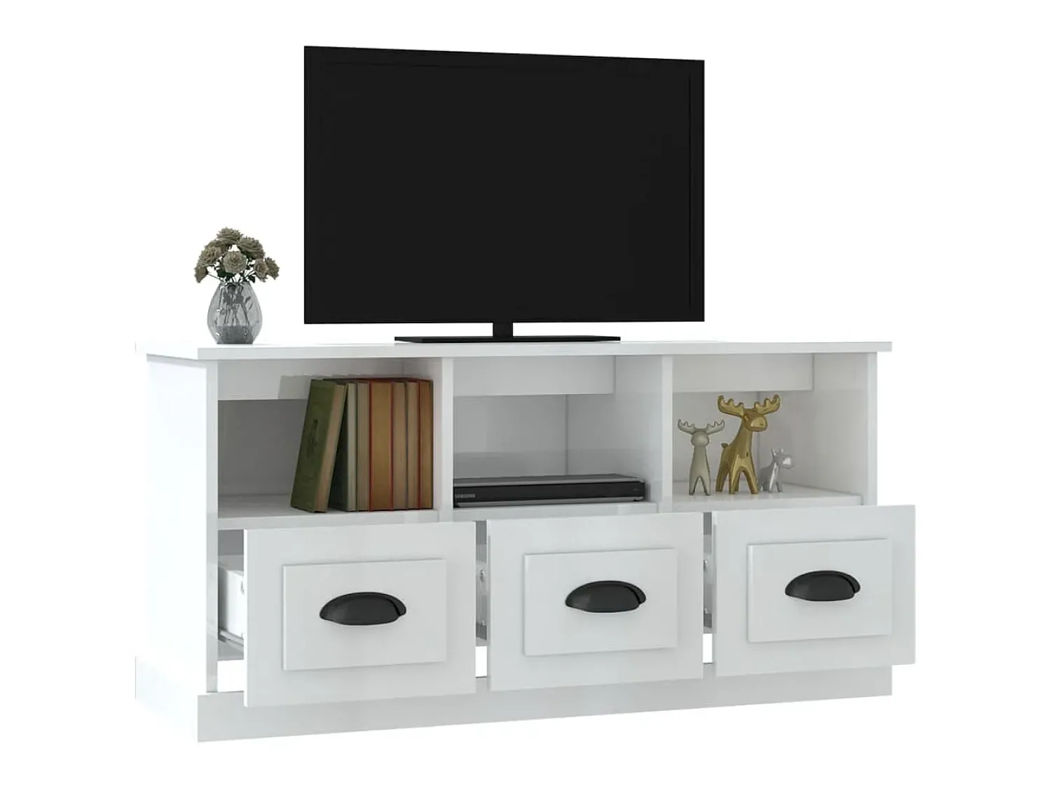 Móvel De Tv| Móvel p/ TV 100x35x50 cm derivados de madeira brilhante PT522374 Branco