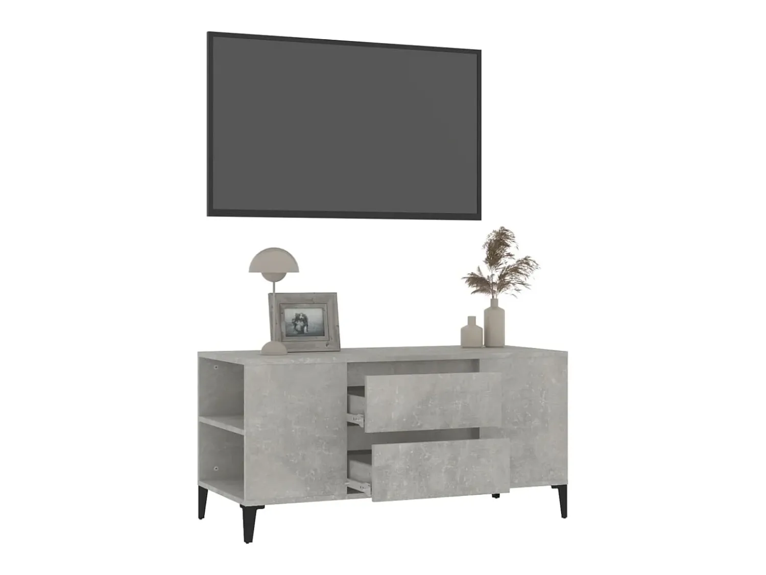 Móvel De Tv| Móvel p/ TV 102x44,5x50 cm derivados madeira cimento PT213995 Cinzento