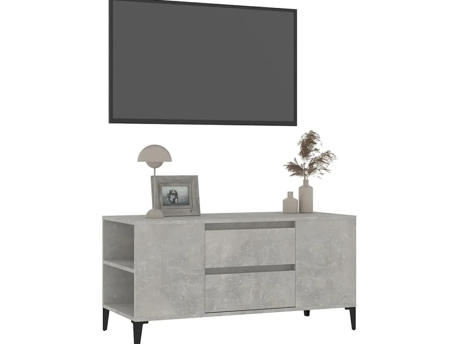 Móvel De Tv| Móvel p/ TV 102x44,5x50 cm derivados madeira cimento PT213995 Cinzento