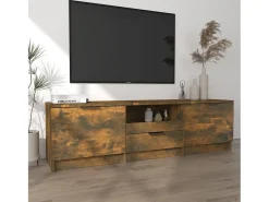 Móvel De Tv| Móvel p/ TV 140x35x40 cm madeira processada cor carvalho fumado PT927706 Castanho