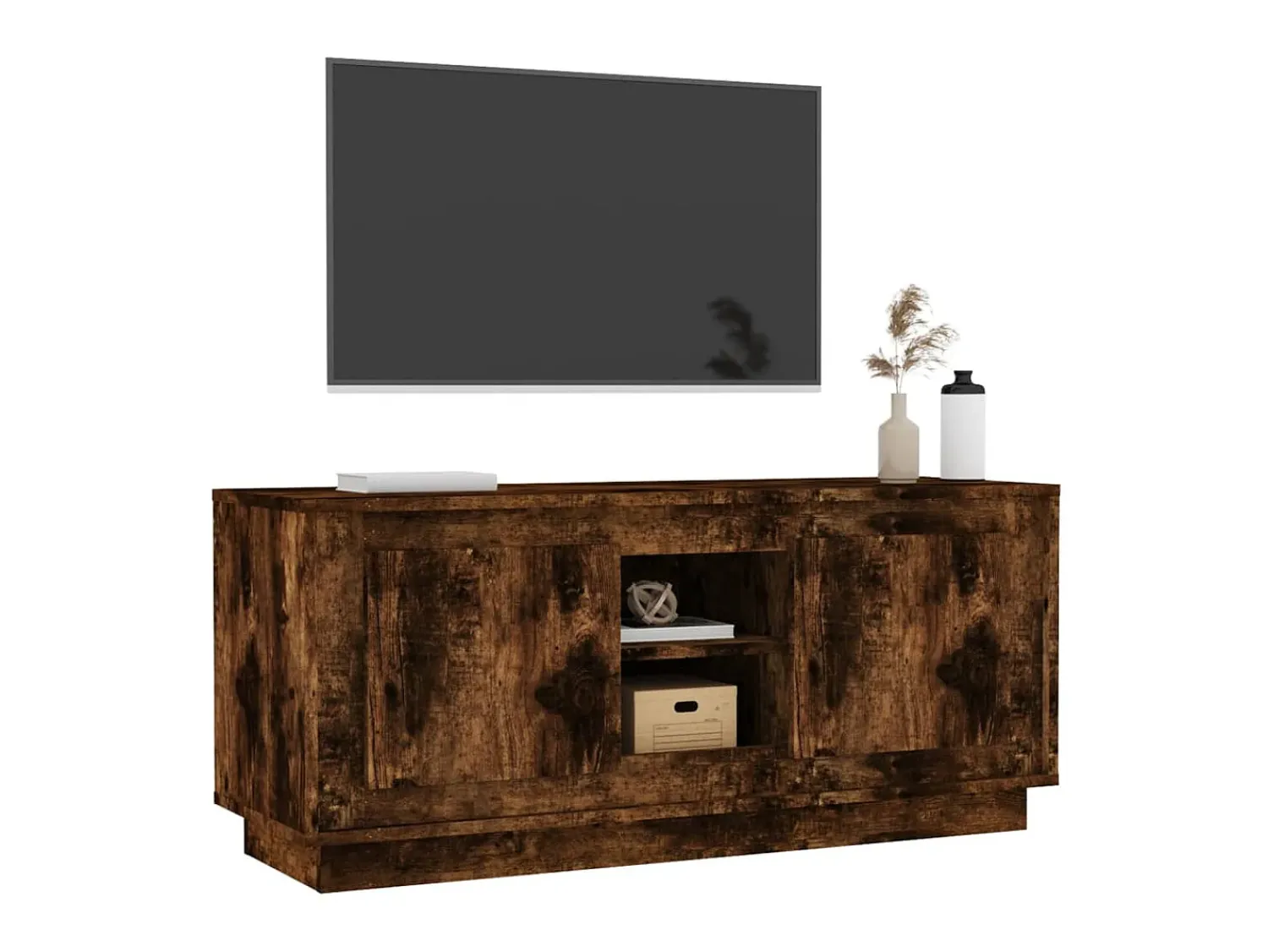 New Móvel p/ TV 102x35x45 cm madeira processada carvalho fumado PT597237 Castanho