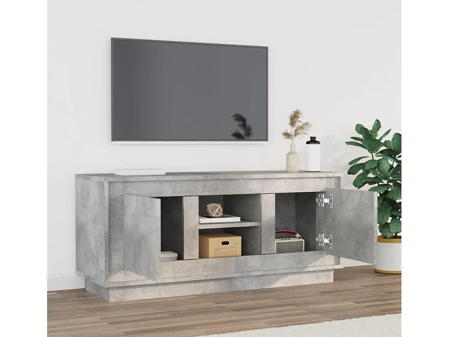 Móvel De Tv| Móvel p/ TV 102x35x45 cm madeira processada cimento PT443175 Cinzento