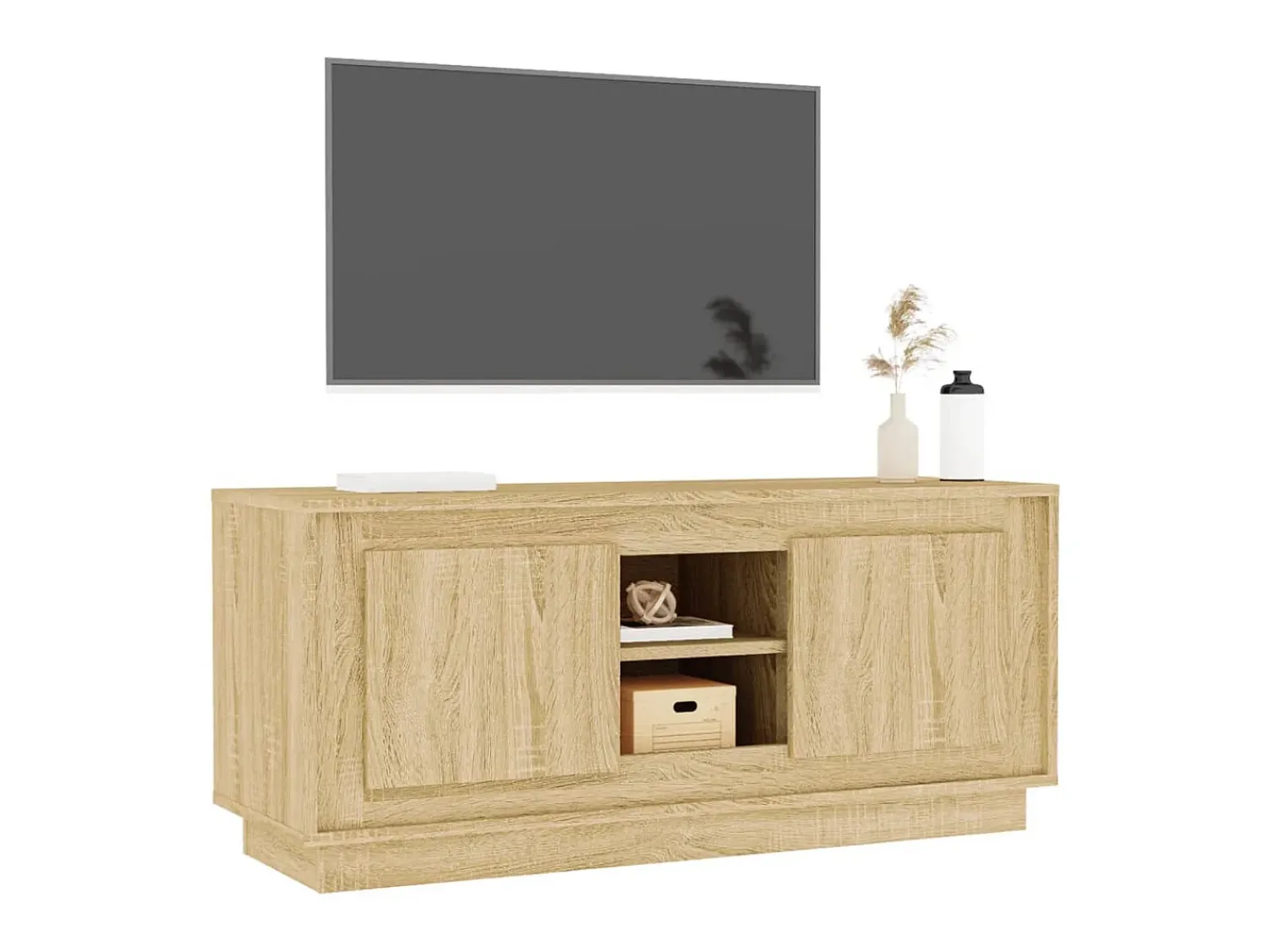 Móvel p/ TV 102x35x45 cm madeira processada carvalho sonoma PT881735^ Móvel De Tv
