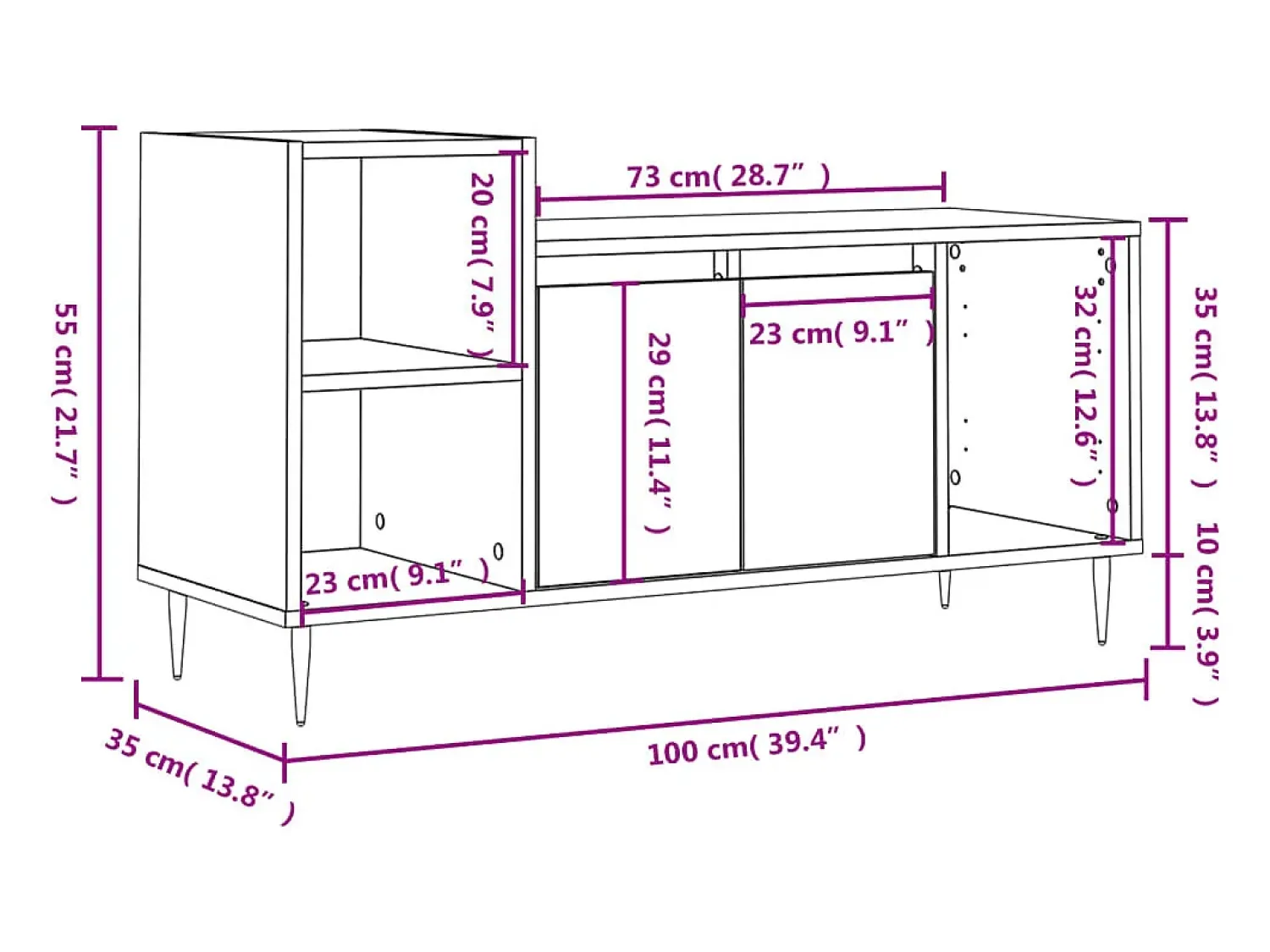 Móvel De Tv*vidaxl Móvel p/ TV 100x35x55 madeira processada cimento Cinzento