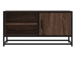 New vidaxl Móvel p/ TV 80x34,5x40cm deriv. madeira/metal carvalho Castanho