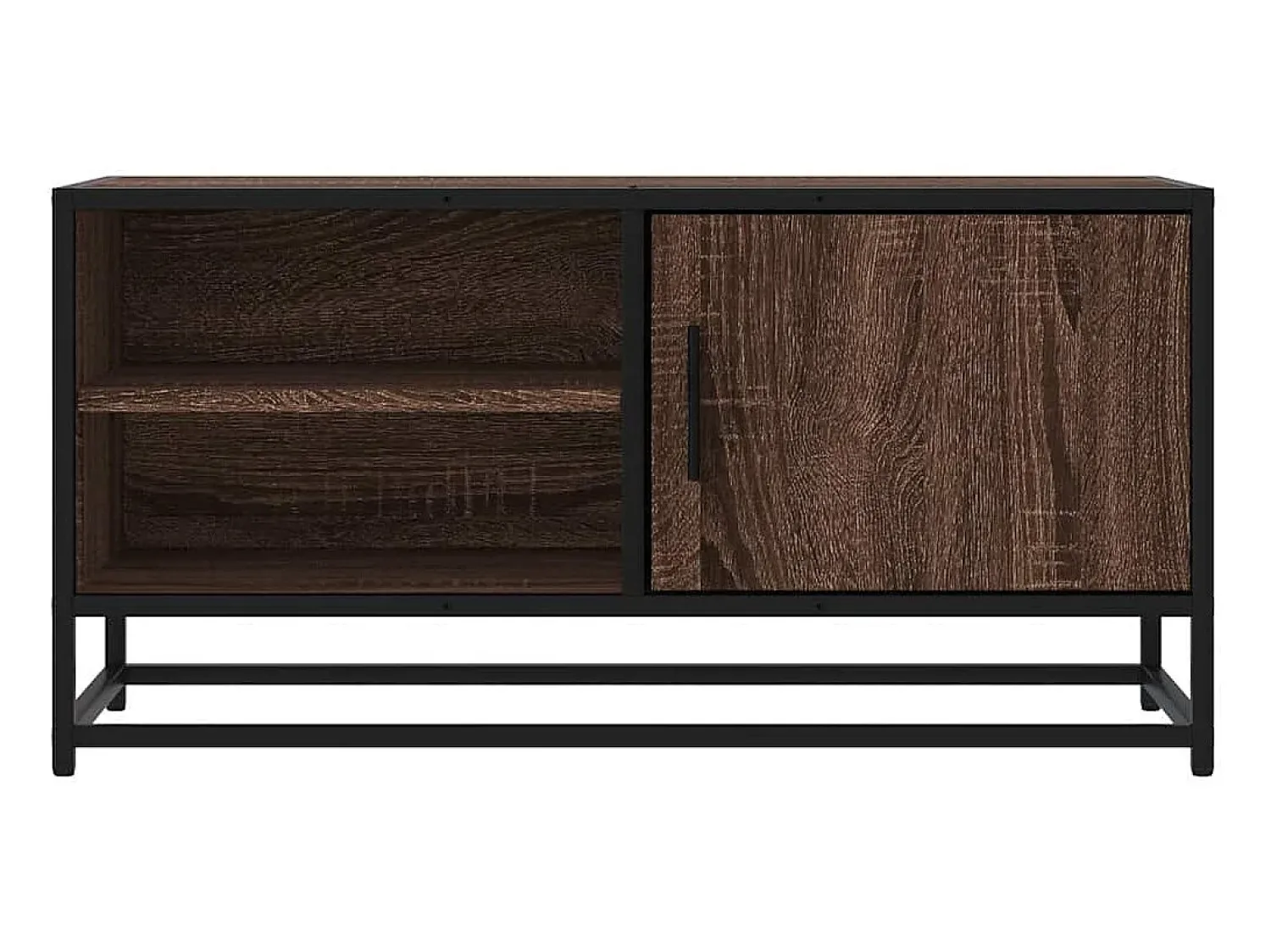 New vidaxl Móvel p/ TV 80x34,5x40cm deriv. madeira/metal carvalho Castanho