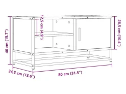 New vidaxl Móvel p/ TV 80x34,5x40cm deriv. madeira/metal carvalho Castanho