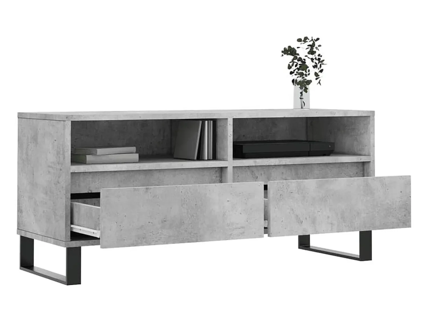New vidaxl Móvel p/ TV 100x34,5x44,5cm derivados de madeira cinza cimento Cinzento