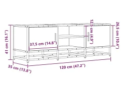 vidaxl Móvel p/ TV 120x35x41cm derivados madeira/metal carvalho fumado^ Móvel De Tv