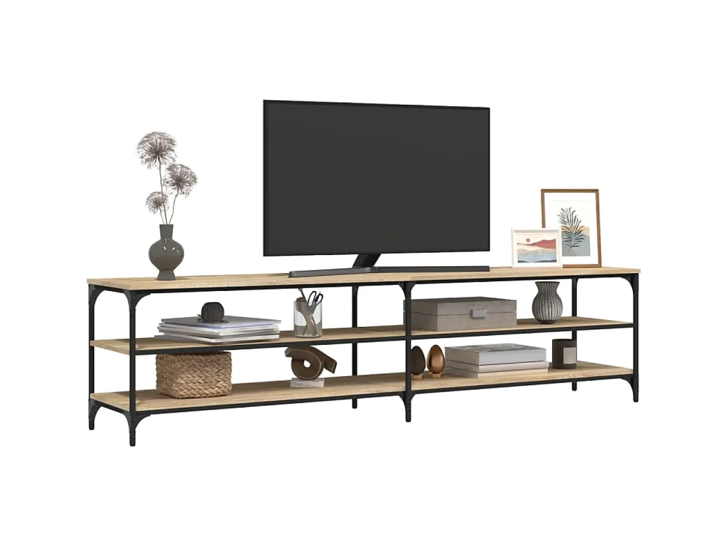 Móvel p/ TV 200x30x50cm derivados madeira/metal carvalho sonoma PT900058^ Móvel De Tv