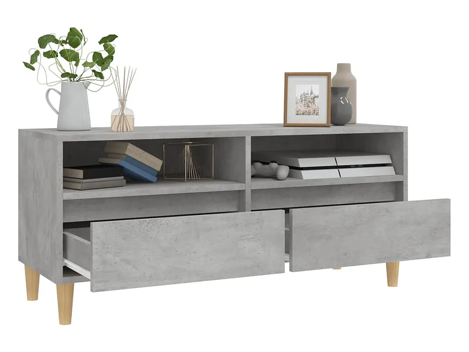 Móvel De Tv*vidaxl Móvel p/ TV 100x34,5x44,5cm derivados de madeira cinza cimento Cinzento