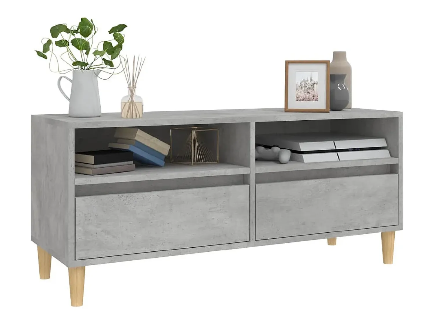 Móvel De Tv*vidaxl Móvel p/ TV 100x34,5x44,5cm derivados de madeira cinza cimento Cinzento