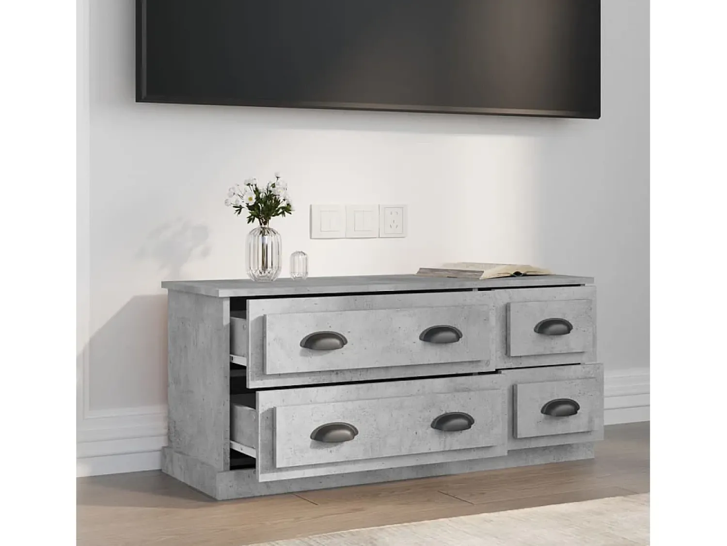 Móvel p/ TV 100x35,5x45cm derivados de madeira cimento PT381662^ Móvel De Tv