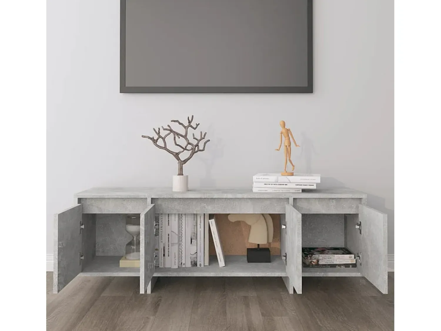 Móvel De Tv| Móvel p/ TV 120x30x40,5cm derivados de madeira cimento PT906589 Cinzento