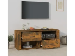 Móvel De Tv| Móvel p/ TV 100x35x40cm madeira processada cor carvalho fumado PT727326 Castanho