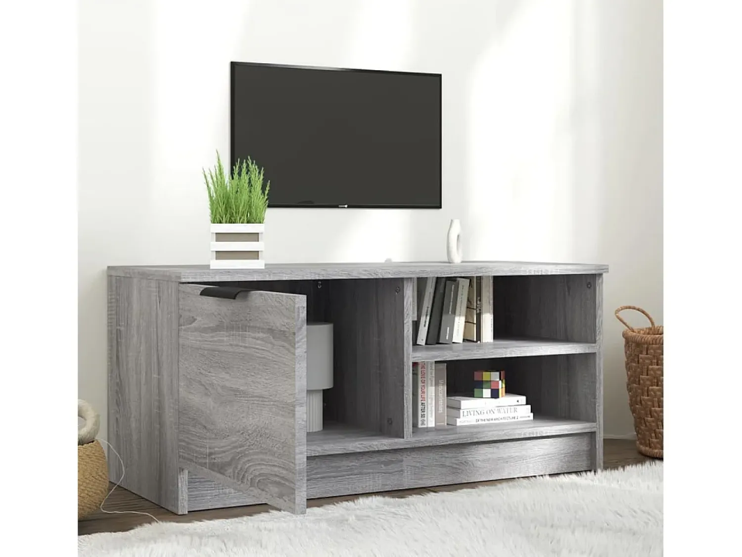 Móvel De Tv| Móvel p/ TV 80x35x36,5cm madeira processada cor sonoma PT675633 Cinzento