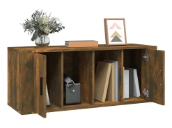Discount Móvel p/ TV 100x35x40cm madeira processada cor carvalho fumado PT473359 Castanho