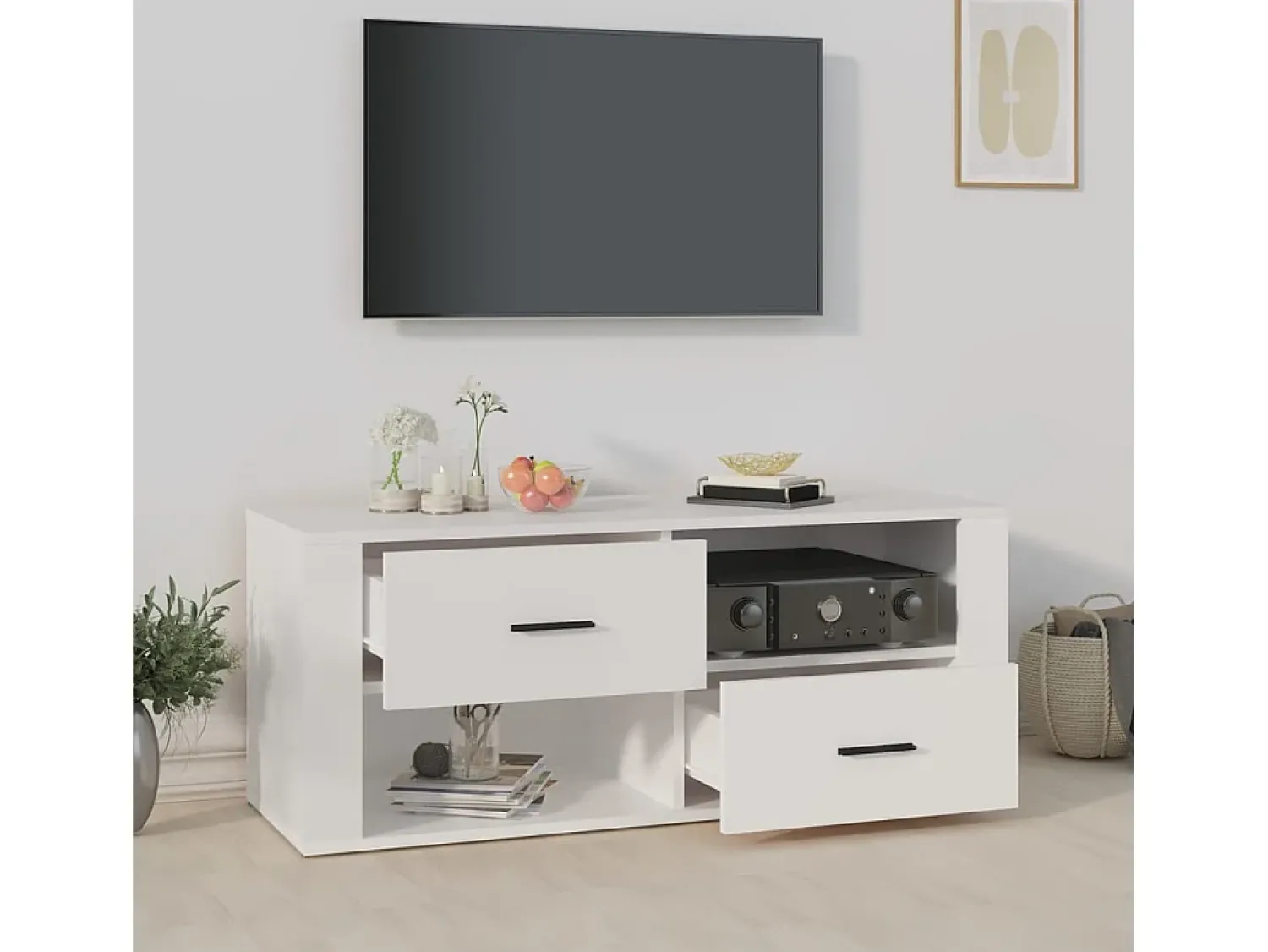 Móvel De Tv| Móvel p/ TV 100x35x40cm madeira processada PT729809 Branco