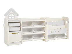 Clearance Móvel para Arrumação de Brinquedos Infantis SucceBuy, com 4 Níveis e Estante, Prateleira Organizadora de Brinquedos com 10 Caixas de Plástico Removíveis Multicor