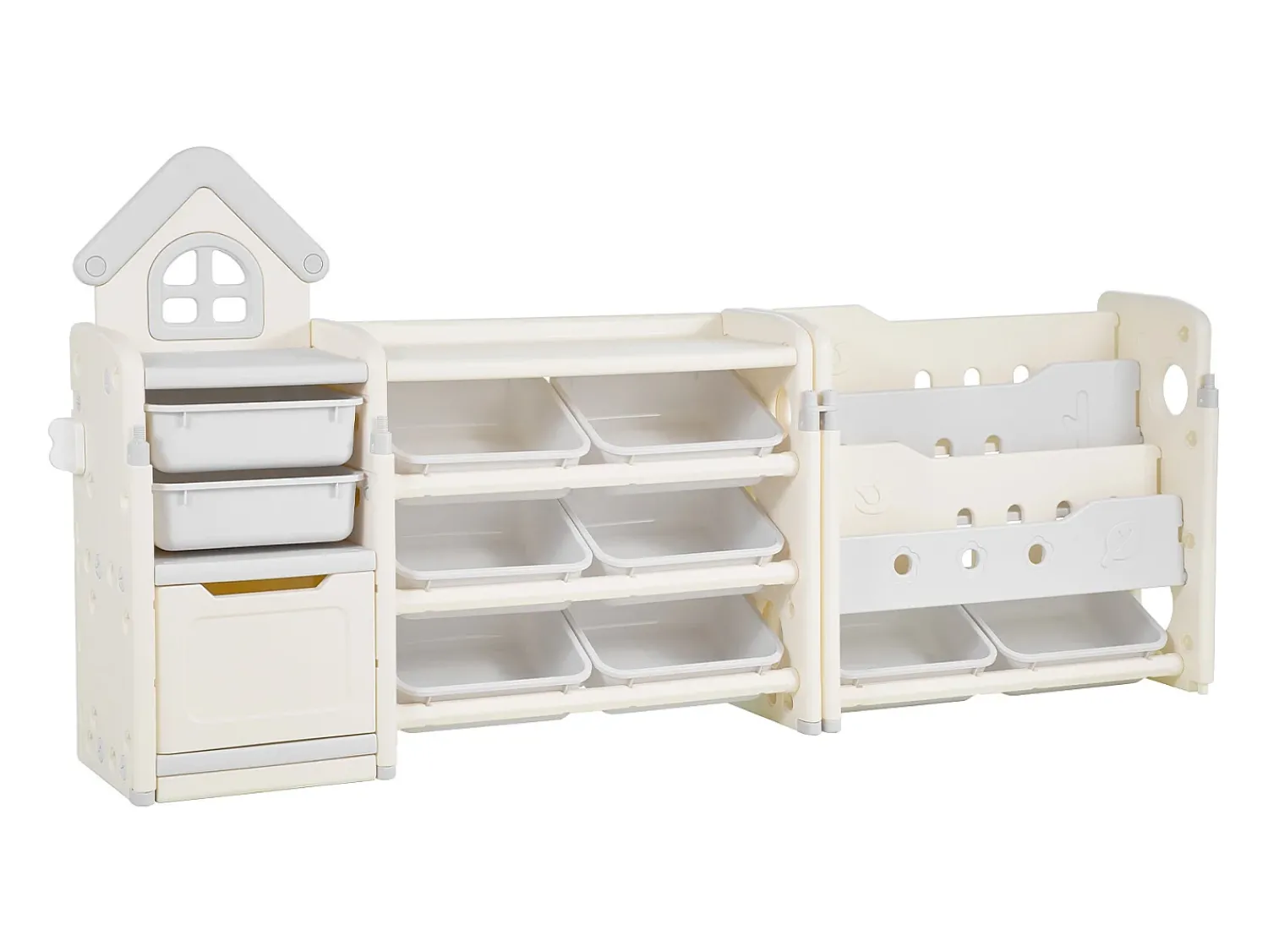 Clearance Móvel para Arrumação de Brinquedos Infantis SucceBuy, com 4 Níveis e Estante, Prateleira Organizadora de Brinquedos com 10 Caixas de Plástico Removíveis Multicor