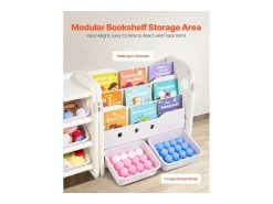 Clearance Móvel para Arrumação de Brinquedos Infantis SucceBuy, com 4 Níveis e Estante, Prateleira Organizadora de Brinquedos com 10 Caixas de Plástico Removíveis Multicor